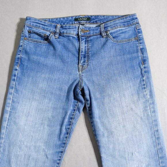 Lauren Ralph Lauren jeans women's size 10? (32) hard washed denim blue straight - Picture 2 of 15